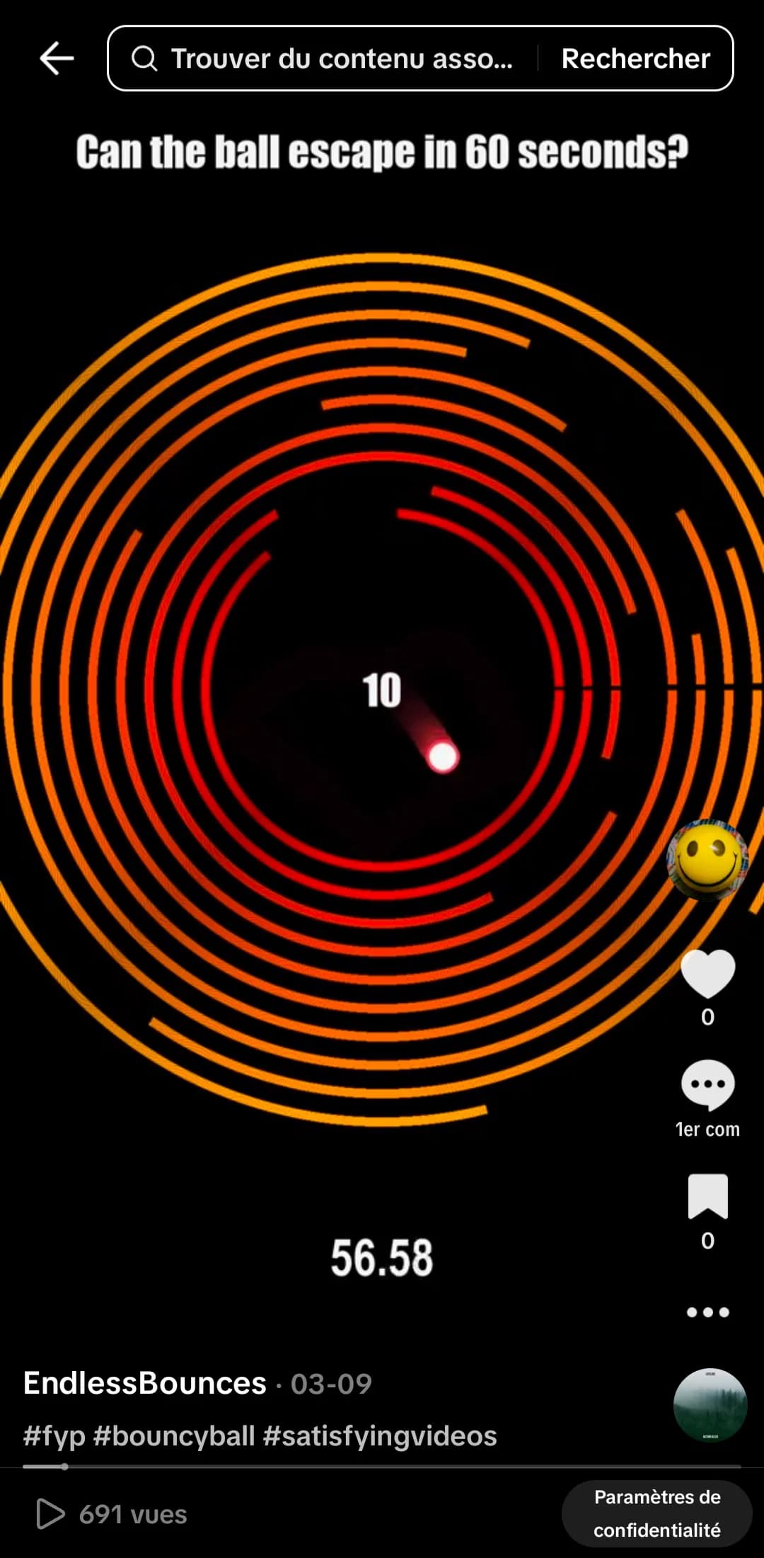 Vidéo Endless Bounces en palette orange, 10 anneaux restants